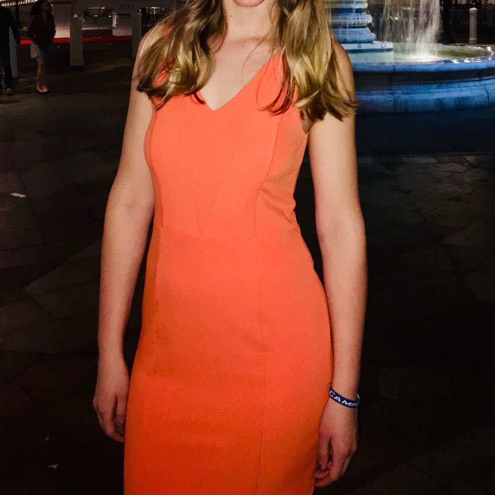 Kardashian Kollection coral cocktail dress